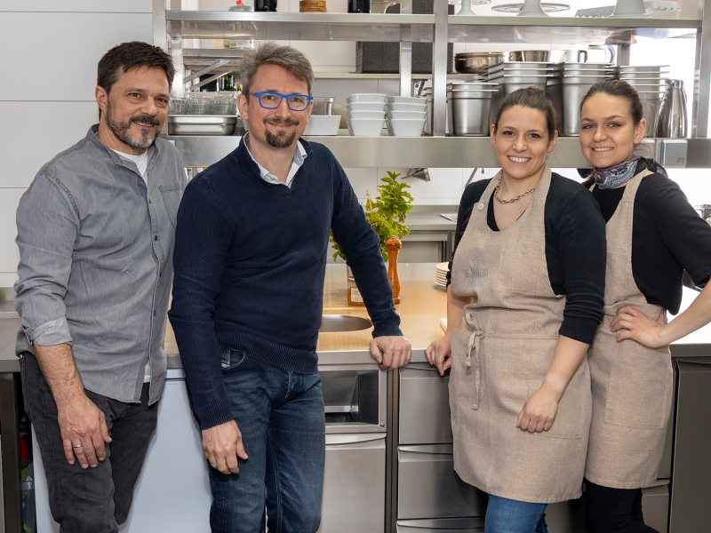 Von links nach rechts: Kurt Windisch (Planer und Vertreter der Metagro), Robert Daim (Gastrofachhändler) und die Schwestern Sigrid und Kerstin Schwertführer